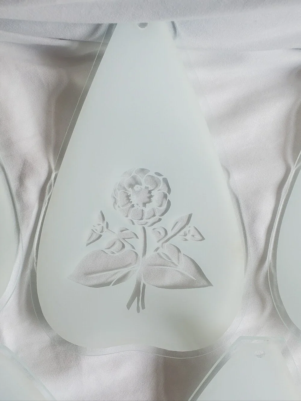Frosted Glass Floral Vtg Lampshade  Replacement Panels Rose Sunflower, Set Of 6